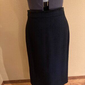 NEW, NEVER WORN-Philippe Adec Wool Blend skirt Navy/Black Geometric Print, Sz 6
